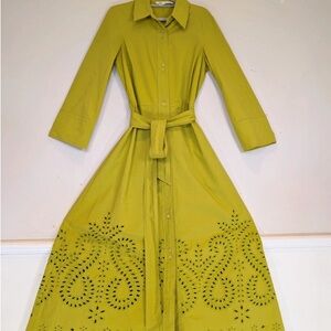 Zara Lime Green Embroidered Maxi Dress